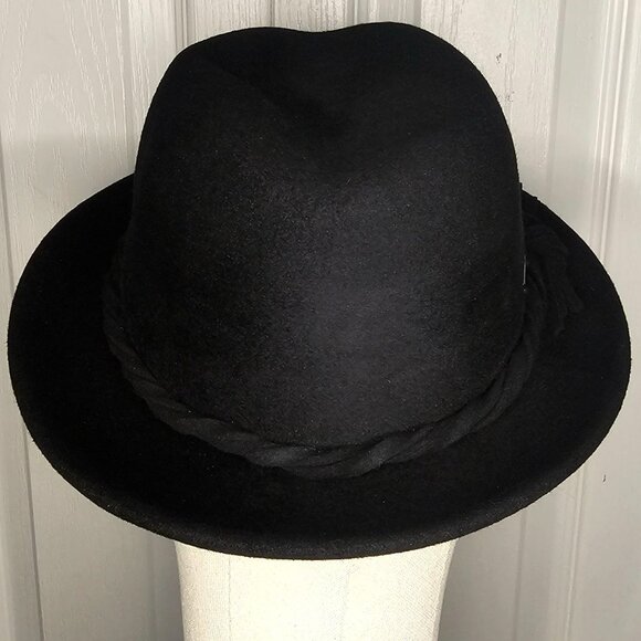 Betmar 100% Wool Felt Black Fedora Hat Womens Brim Bucket Winter Fall New York - Picture 4 of 9